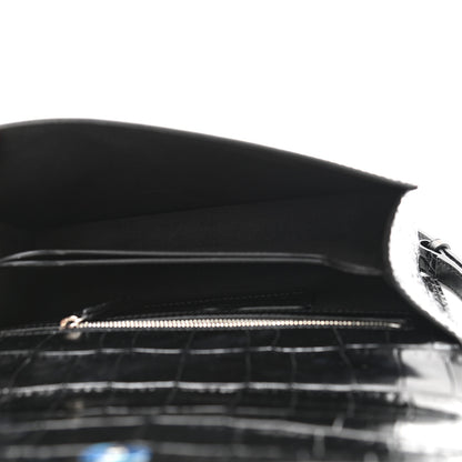 Alexander McQueen Crocodile Embossed Calfskin Knuckle Crossbody Black 4 of 10