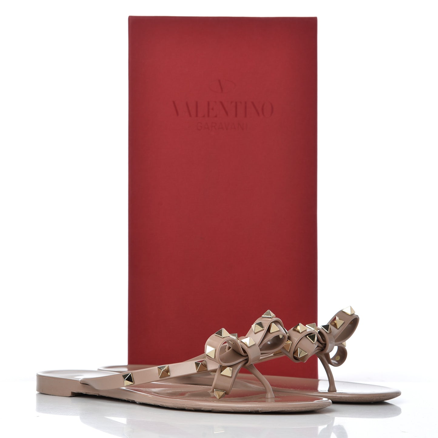 PVC Jelly Rockstud Bow Thong Sandals 40 Poudre