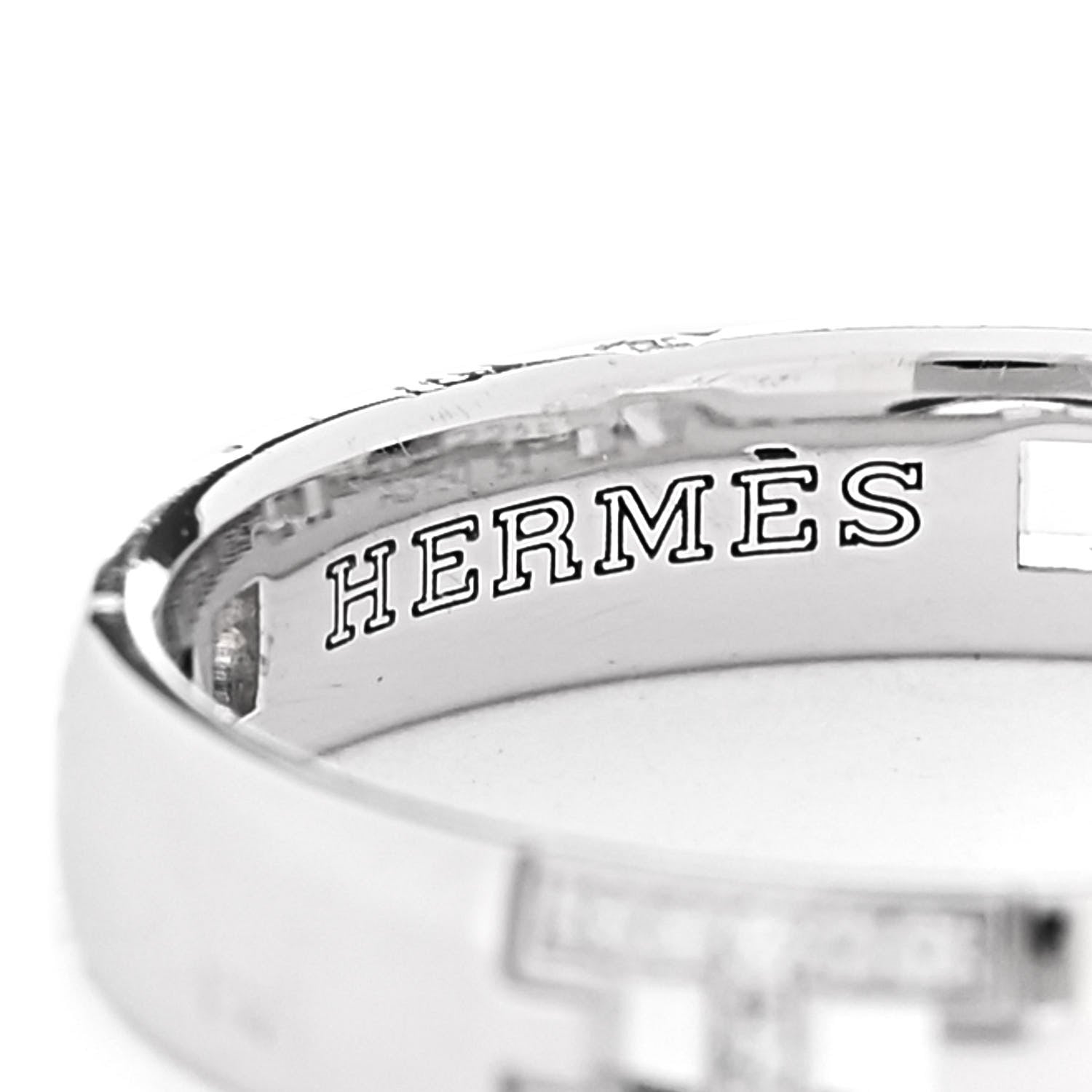 Hermes 18K White Gold Diamond Ever Herakles Wedding Band Ring 51 5.75 4 of 6