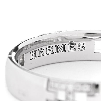 Hermes 18K White Gold Diamond Ever Herakles Wedding Band Ring 51 5.75 4 of 6