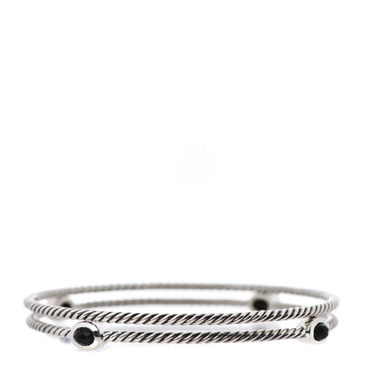 David Yurman Sterling Silver Black Onyx Color Classics Bangle Bracelet Set of 2 3 of 4