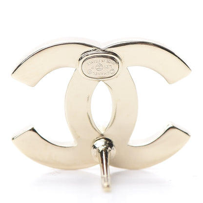 Chanel Crystal Metal CC Paris Button Stud Earrings Gold 4 of 4