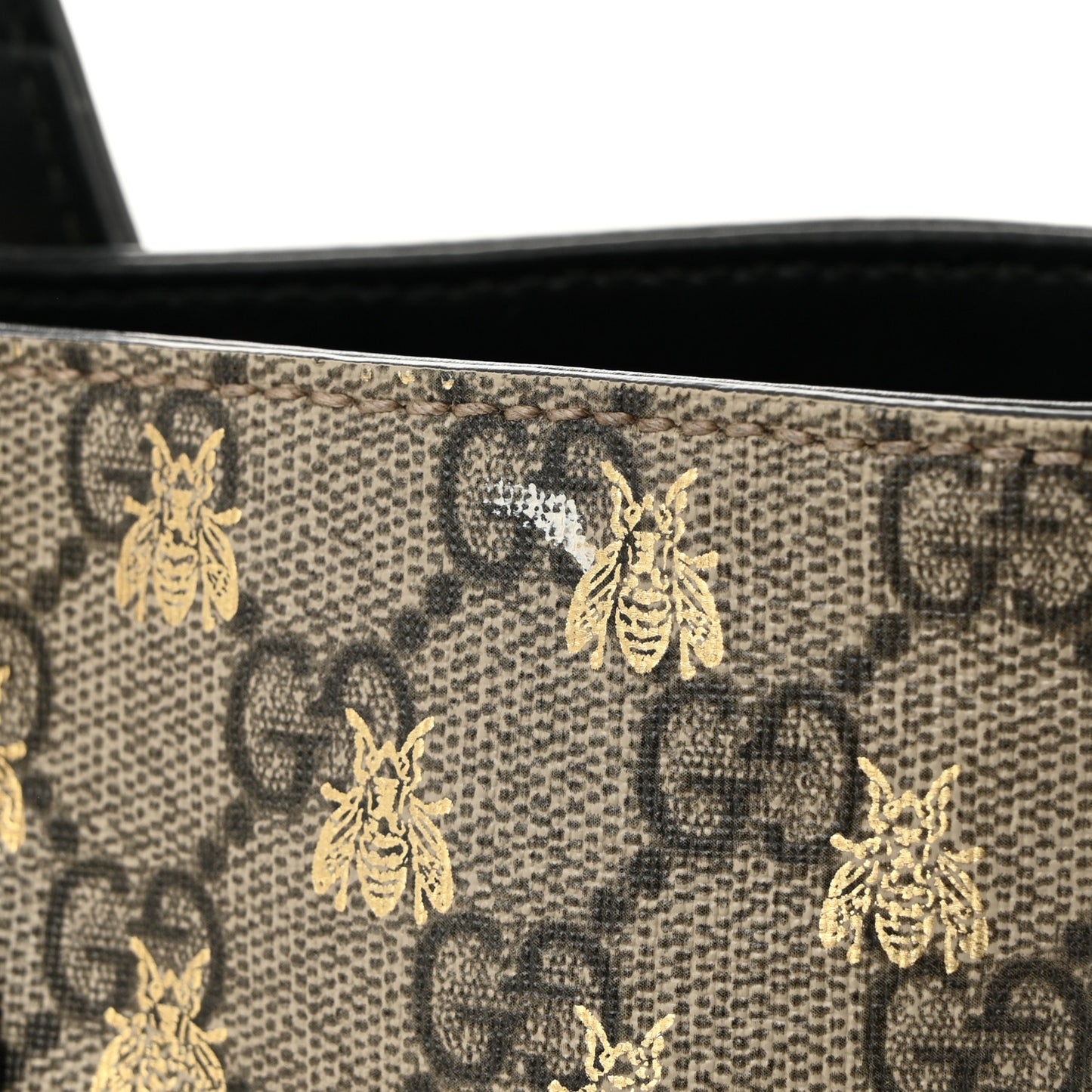 Soft GG Supreme Monogram Bees Small Crossbody Tote Beige Oro Black