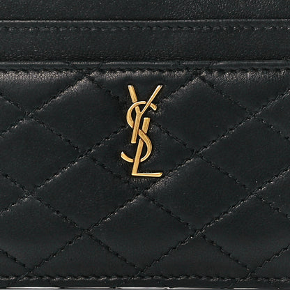 Saint Laurent Lambskin Quilted Monogram Gaby Card Case Black 8 of 12