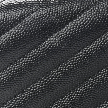 Saint Laurent Grain De Poudre Matelasse Chevron Monogram Envelope Chain Wallet Black 11 of 12