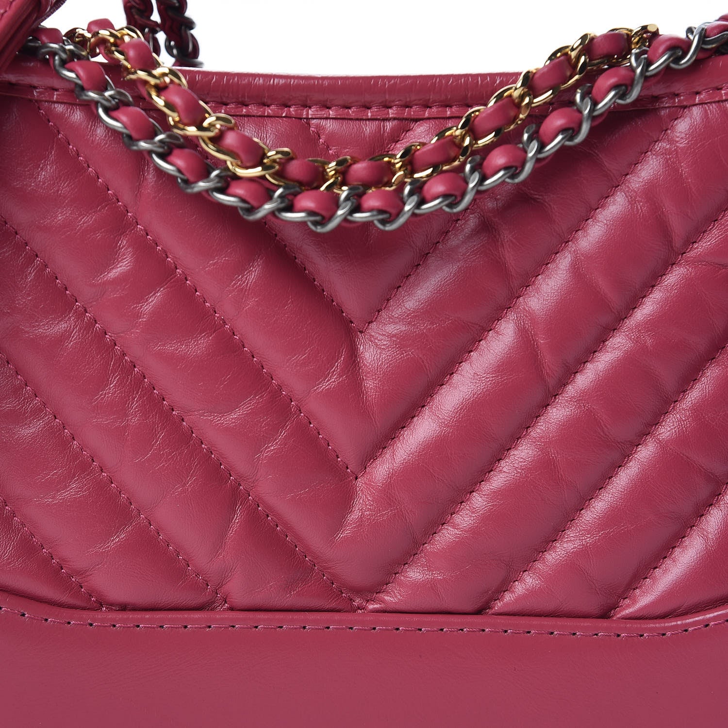 Chanel Aged Calfskin Chevron Quilted Small Gabrielle Hobo Dark Pink 8 of 11