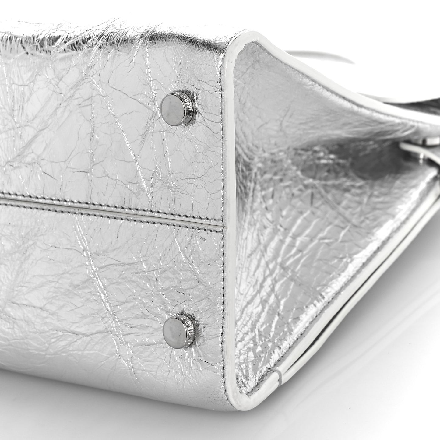 Metallic Calfskin Medium Diorever Flap Silver
