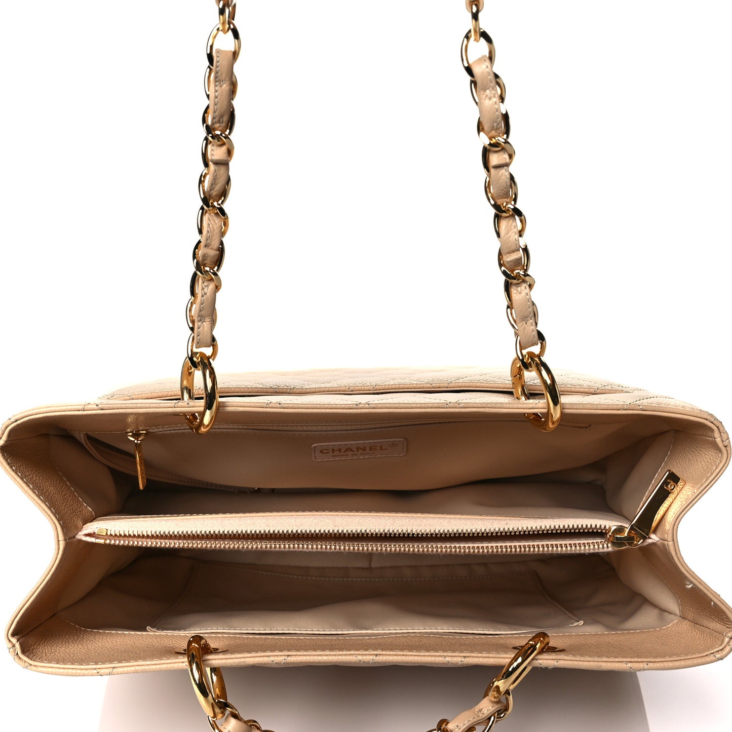 Caviar Quilted Grand Shopping Tote GST Beige