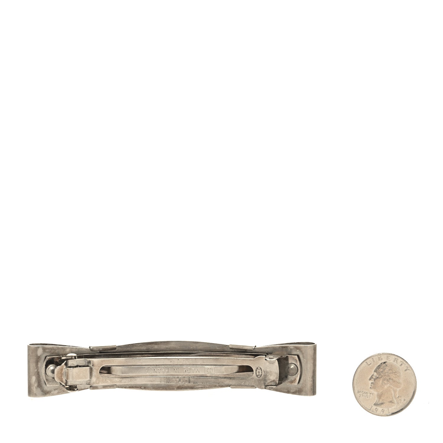 Chanel Metal Bow Hair Barrette Silver 2 of 3