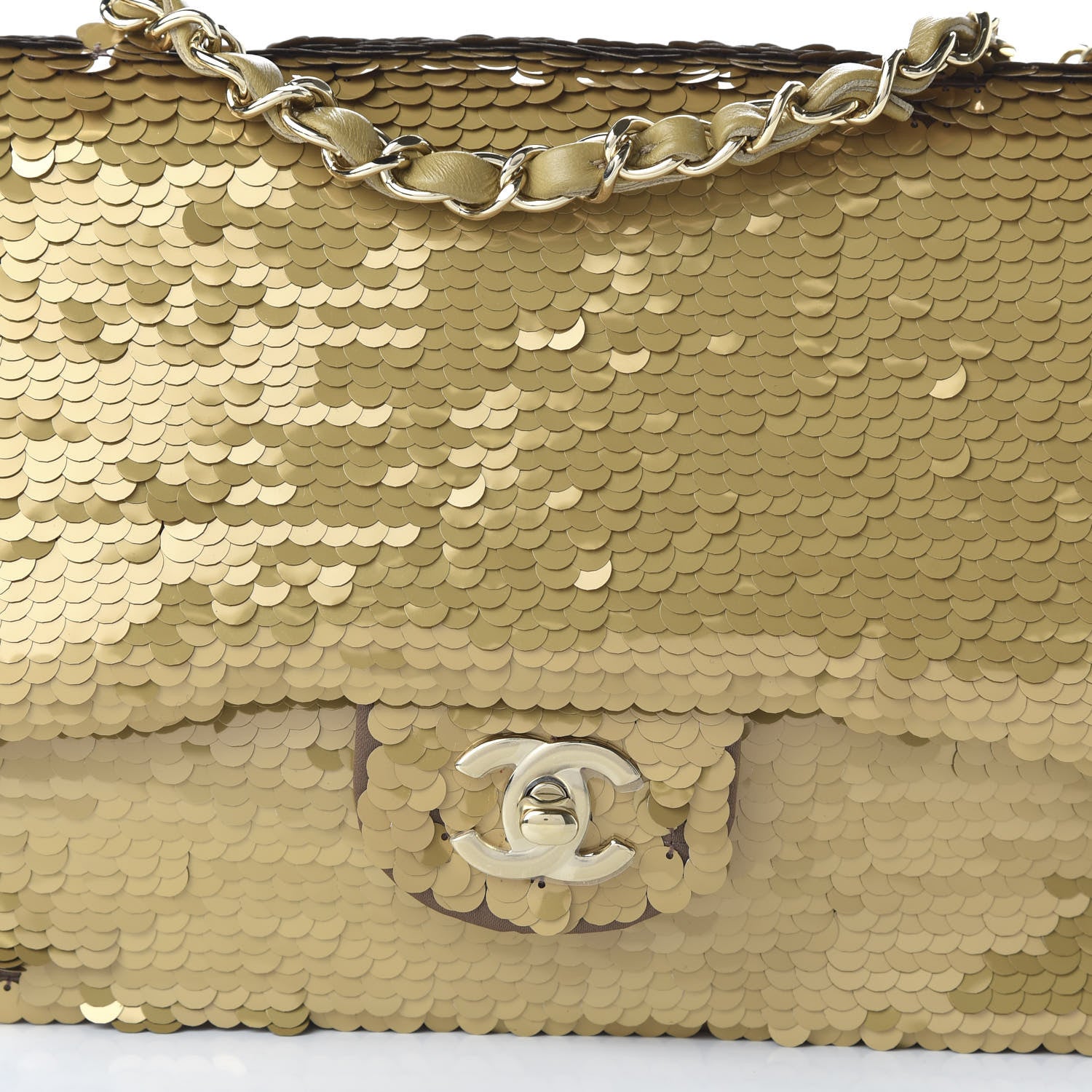 Chanel Sequin Quilted Medium Single Flap Gold 10 of 11
