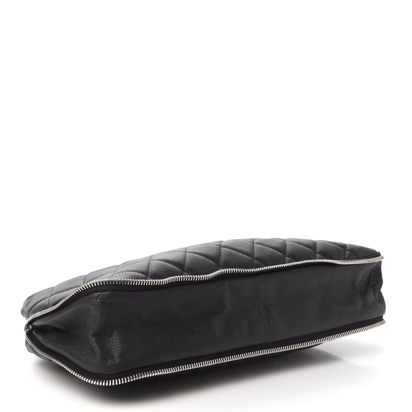 Caviar Quilted Expandable Zip Shoulder Bag Black