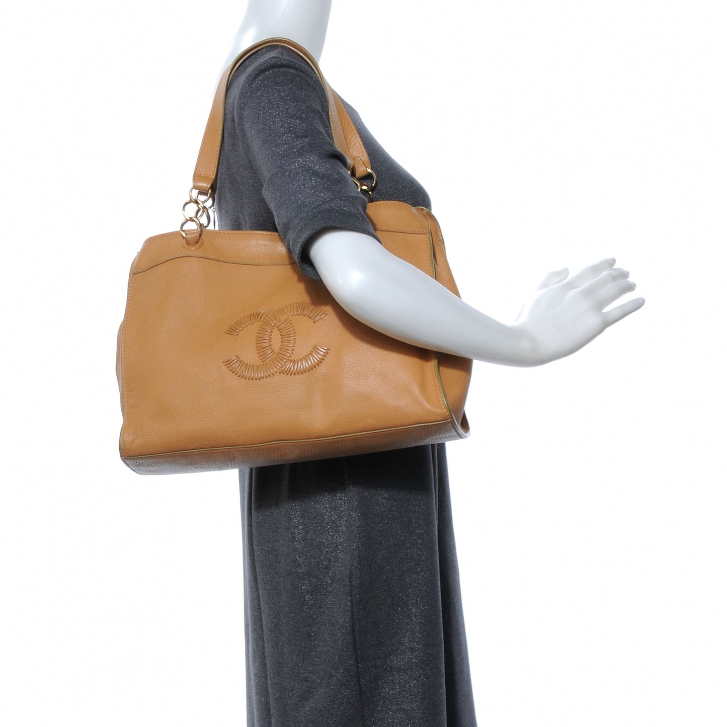 Calfskin Woven CC Tote Beige