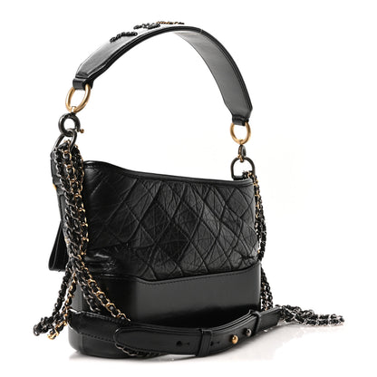 Chanel Aged Smooth Calfskin Quilted Medium Gabrielle Logo Hobo Black 3 of 10