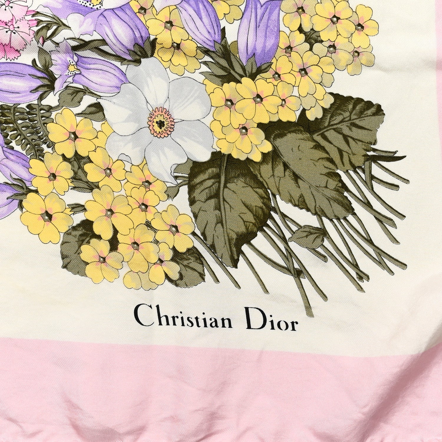 Christian Dior Silk Floral Square Scarf Pink Multicolor 2 of 7
