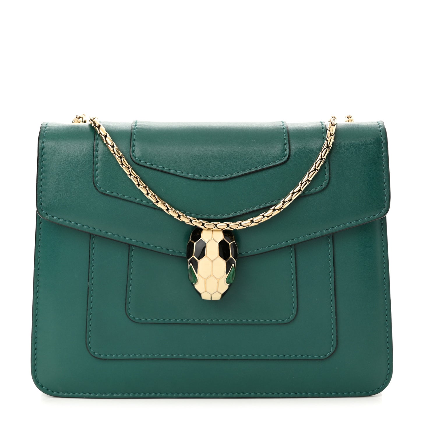 Calfskin Small Serpenti Forever Snake Strap Crossbody Bag Emerald Green