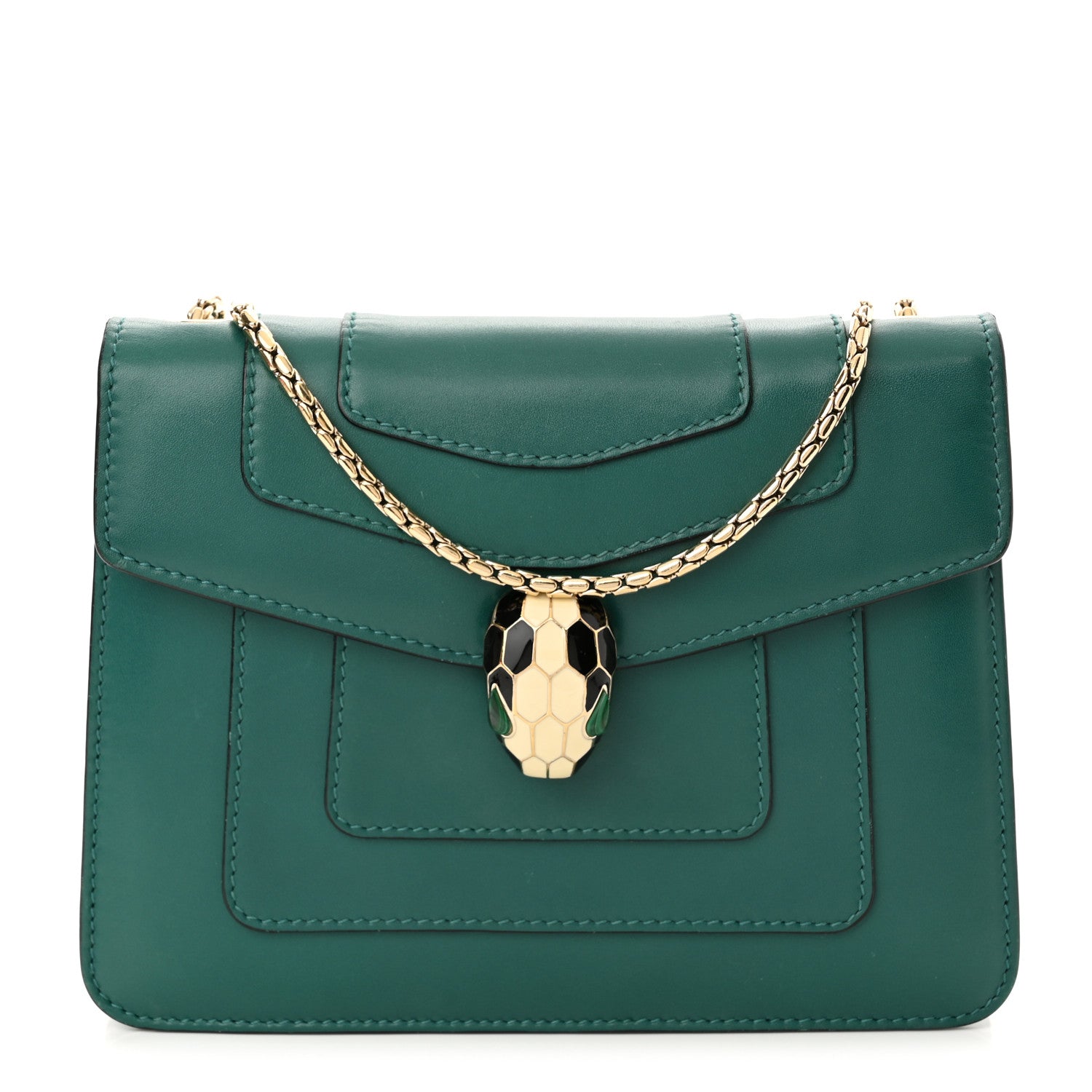 Bulgari Calfskin Small Serpenti Forever Snake Strap Crossbody Bag Emerald Green 3 of 11