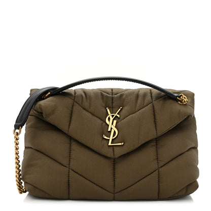 Saint Laurent Nylon Quilted Small Loulou Puffer Monogram Chain Satchel Military Green 1 of 9