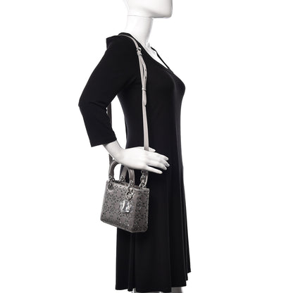 Christian Dior Satin Crystal Cannage Mini Lady Dior Gray 2 of 7