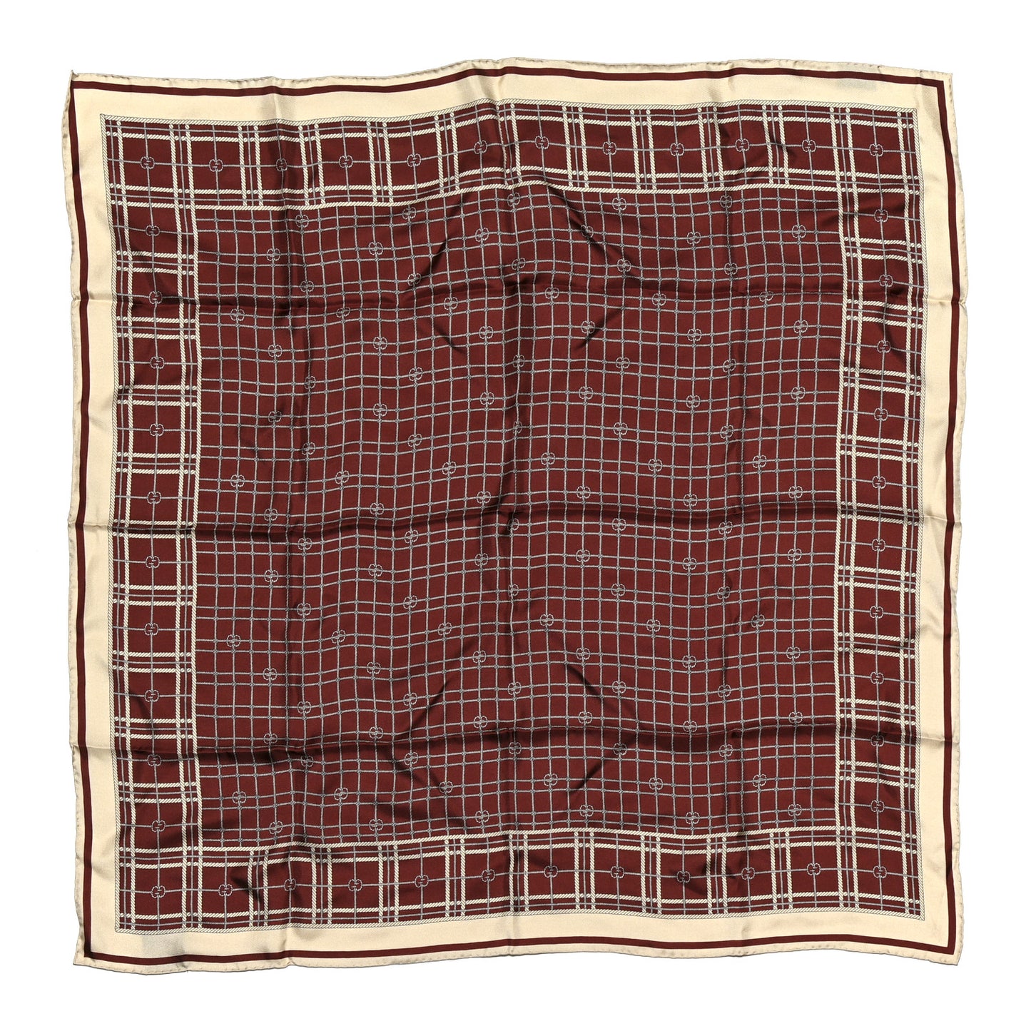 Silk Interlocking GG Rope Scarf Red Ivory