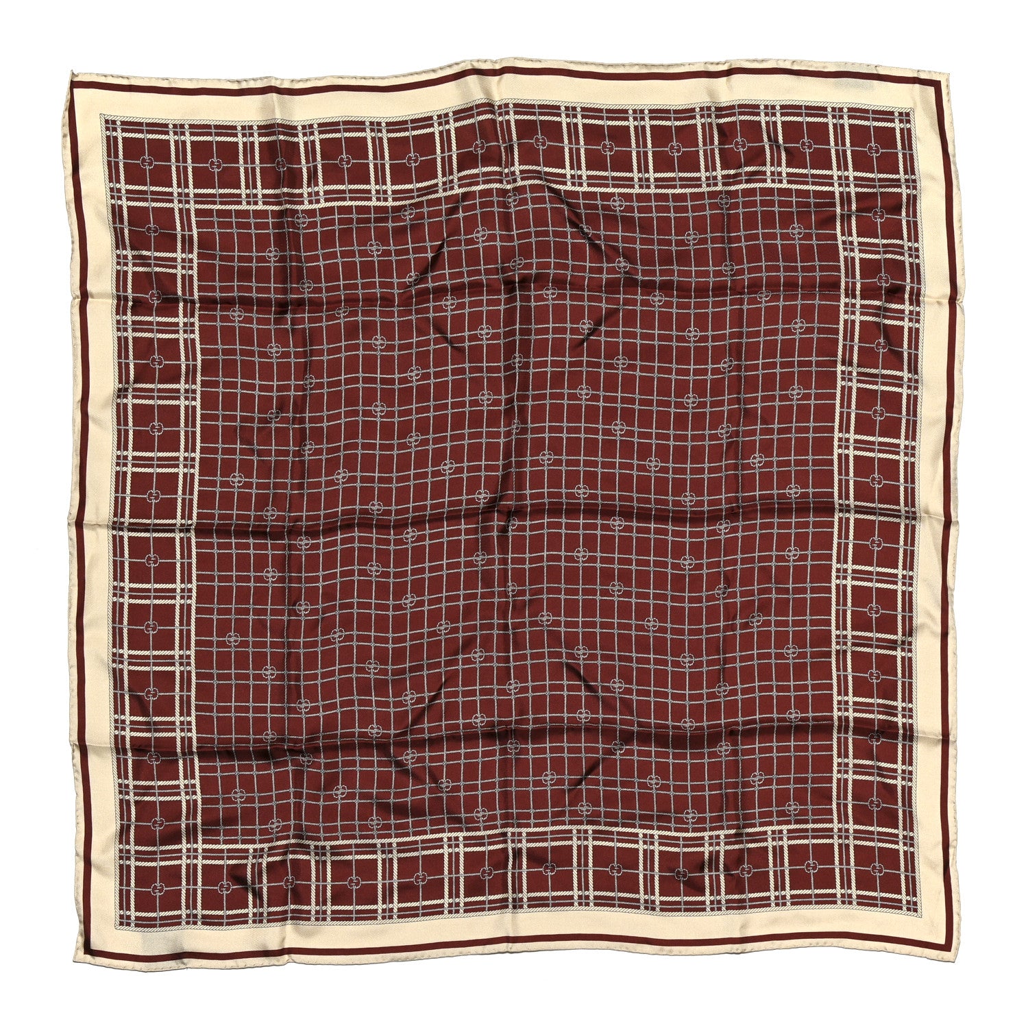 Gucci Silk Interlocking GG Rope Scarf Red Ivory 1 of 3