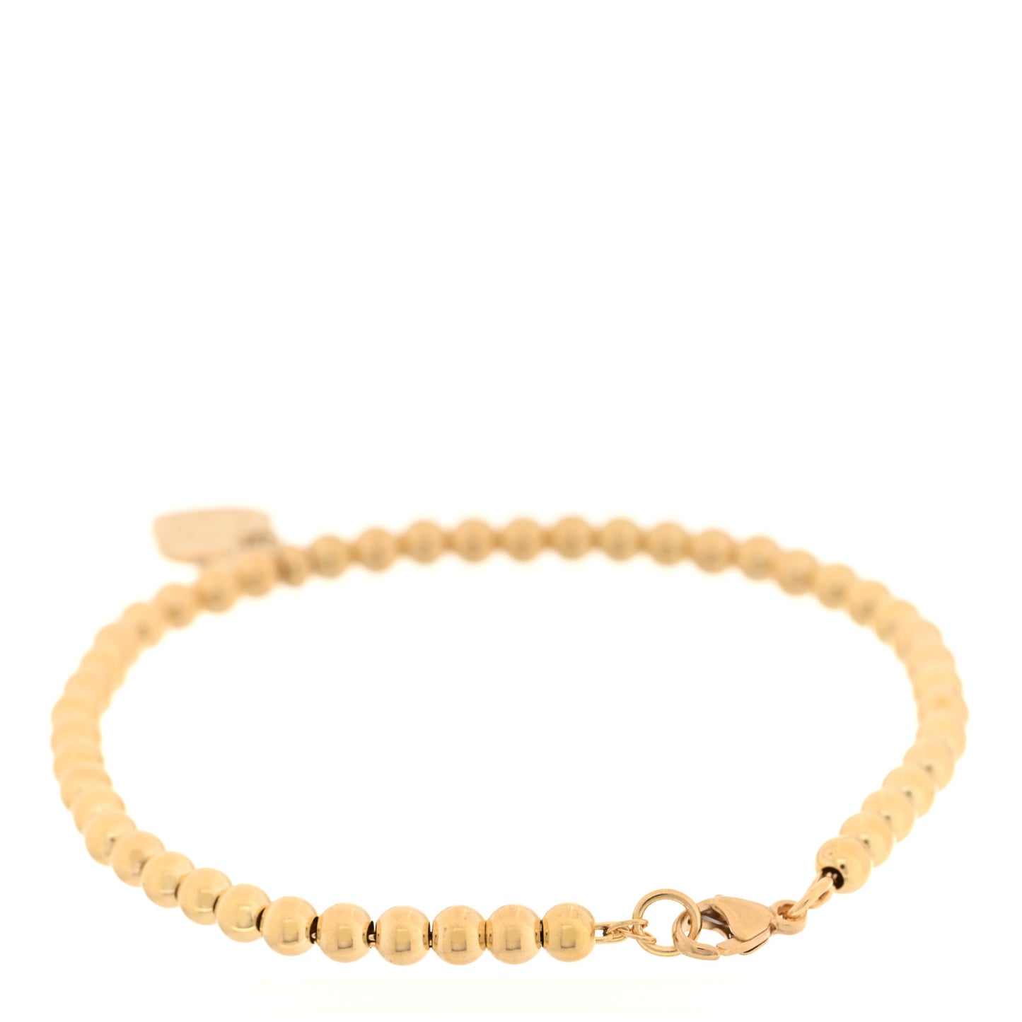 18K Yellow Gold 4mm Return to Tiffany Bead Heart Tag Bracelet