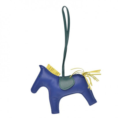 Hermes Milo Lambskin Grigri Rodeo Horse Bag Charm GM Bleu Electrique Malachite Lime 5 of 10