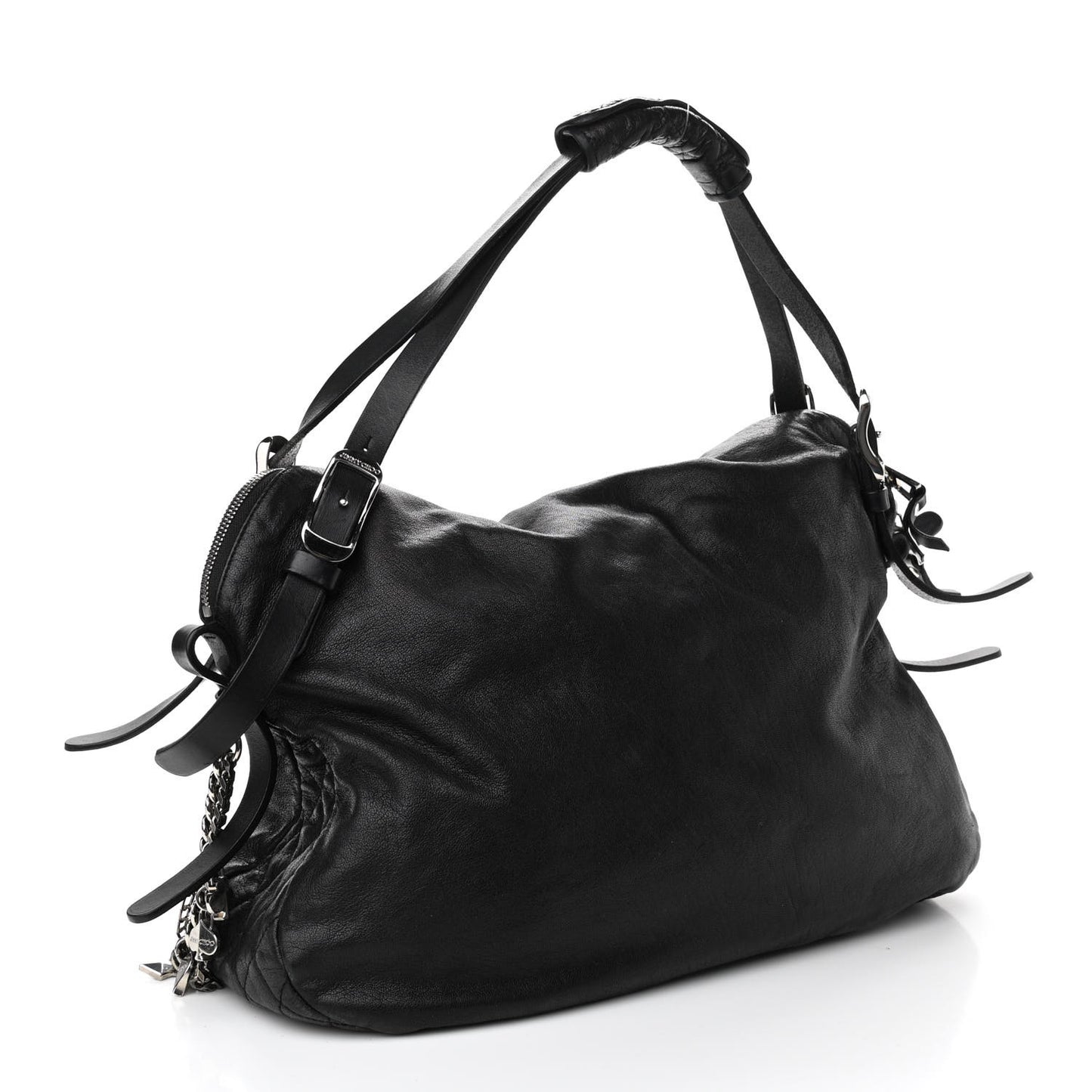 Lambskin Large Blake Boho Biker Bag Black