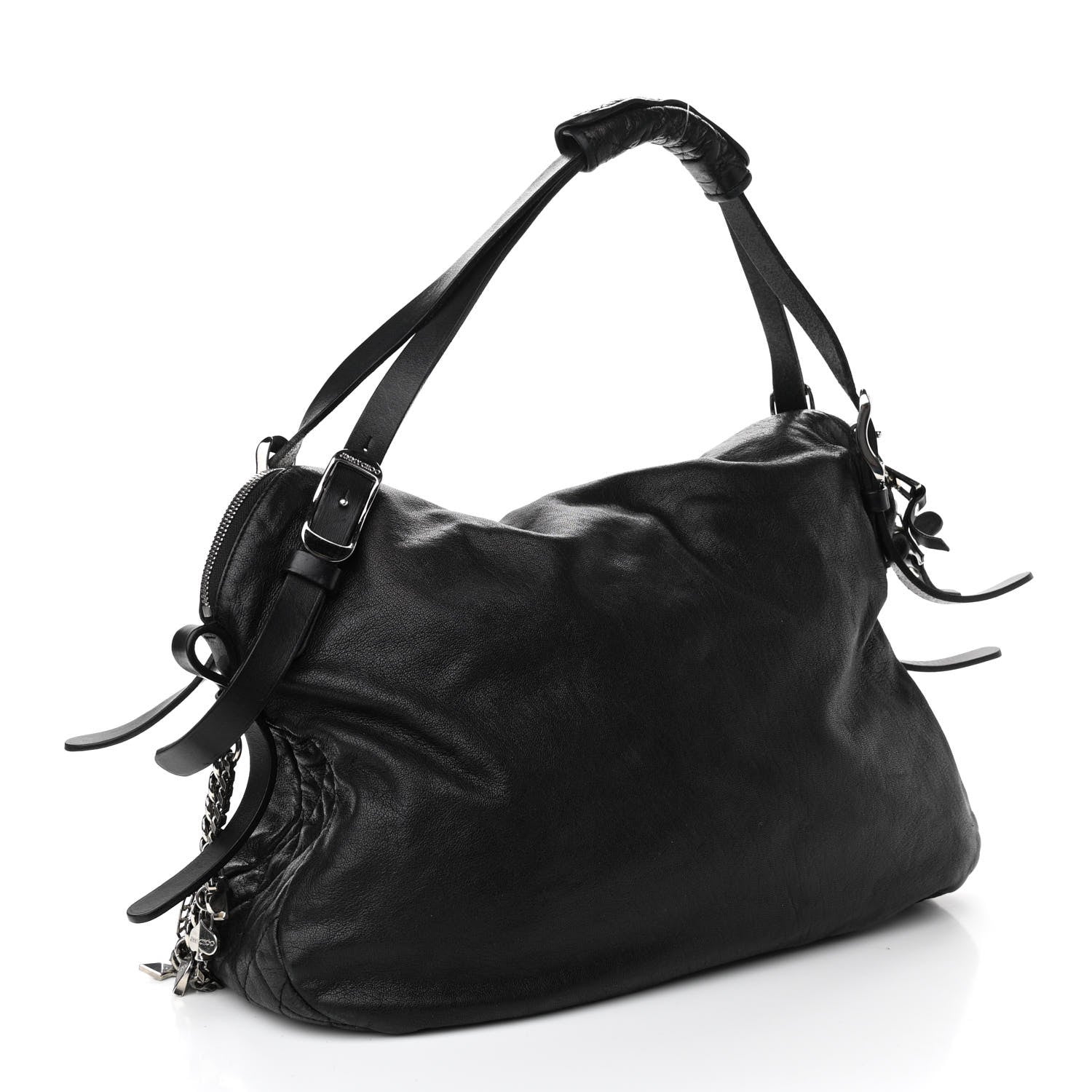 Jimmy Choo Lambskin Large Blake Boho Biker Bag Black 2 of 10