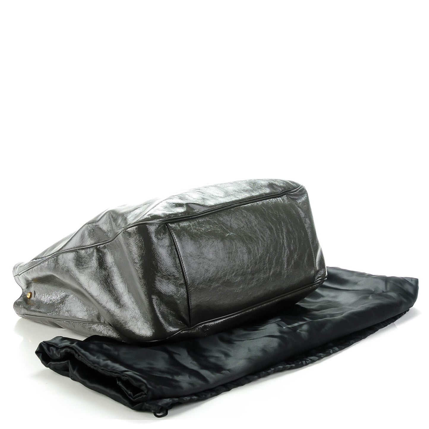 Textured Patent Large Roady Hobo Grey