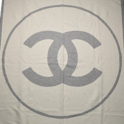 Chanel Merino Wool Cashmere CC Throw Blanket Grey Off White 3 of 6
