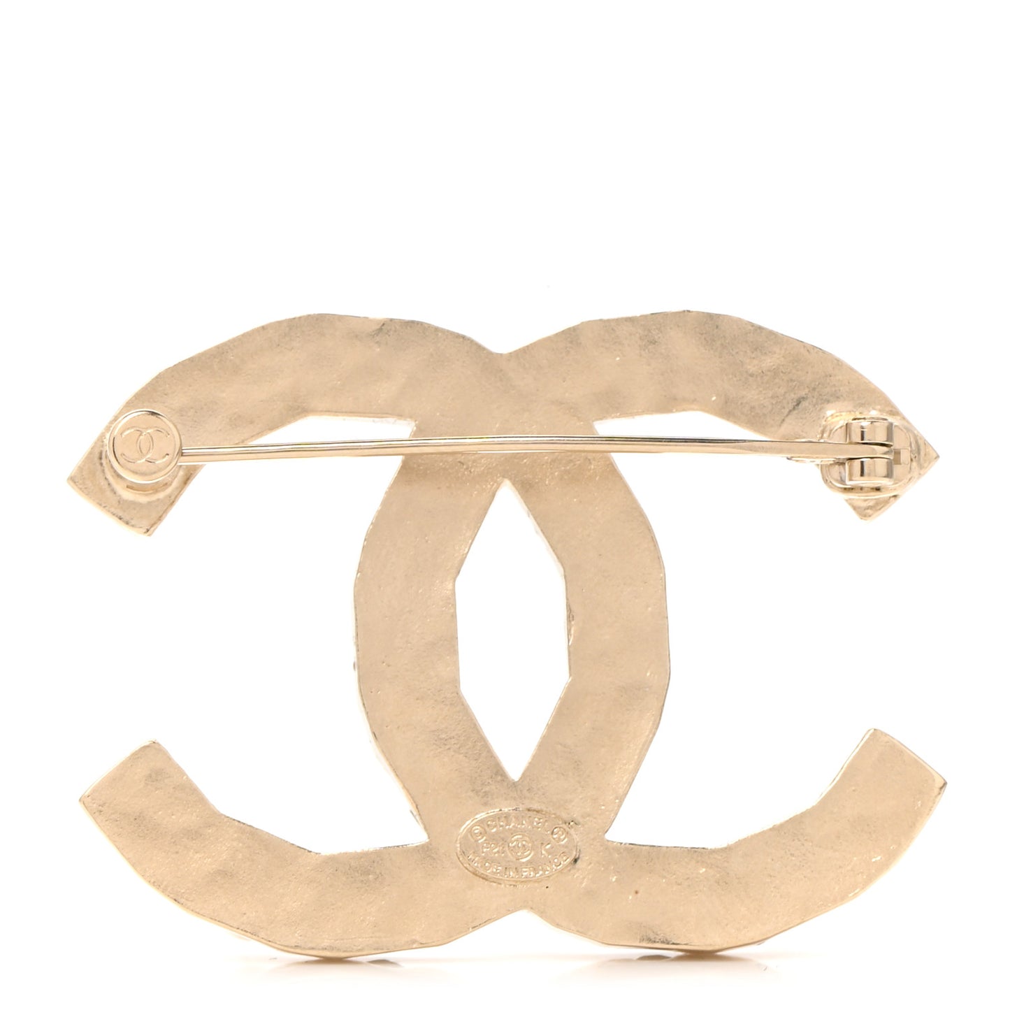 Pearl Crystal CC Brooch Gold