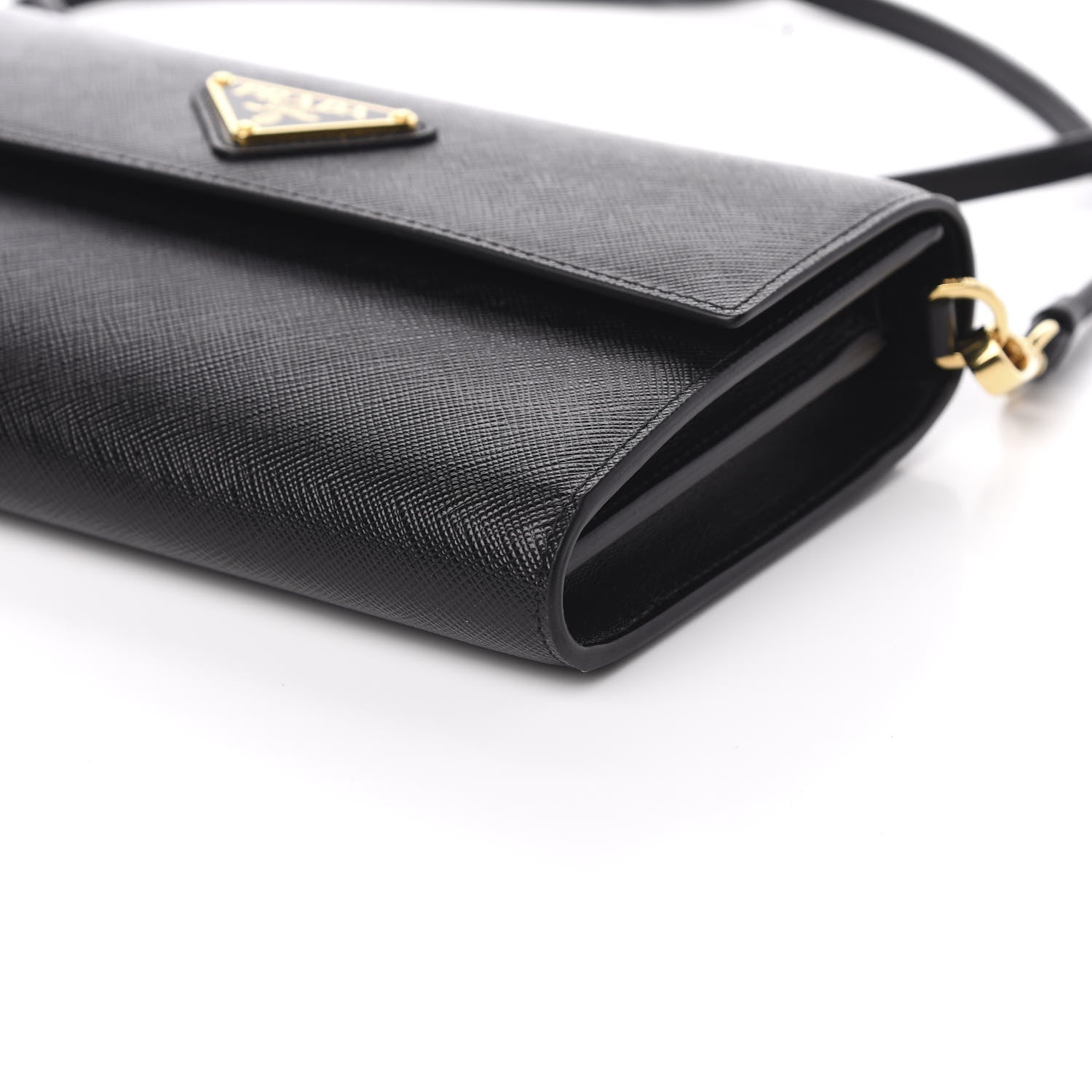 Prada Saffiano Wallet With Shoulder Strap Black 9 of 11