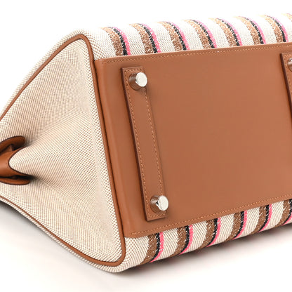 Hermes Toile Swift Broderie Shoulder Birkin Light 39 Gold Fauve Rose Pop Black 9 of 10