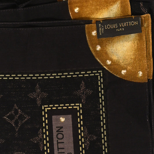 Cotton Denim Monogram Scarf Ebene