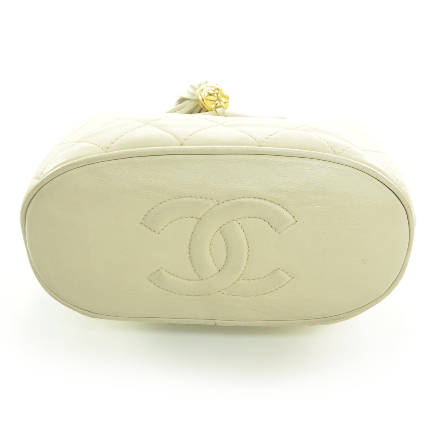 Chanel Quilted Lambskin Tassel Shoulder Bag Light Beige 3 of 9