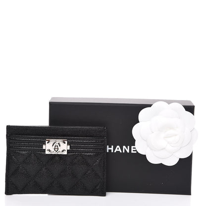 Chanel Metallic Caviar Quilted Boy Card Holder Black 9 of 9