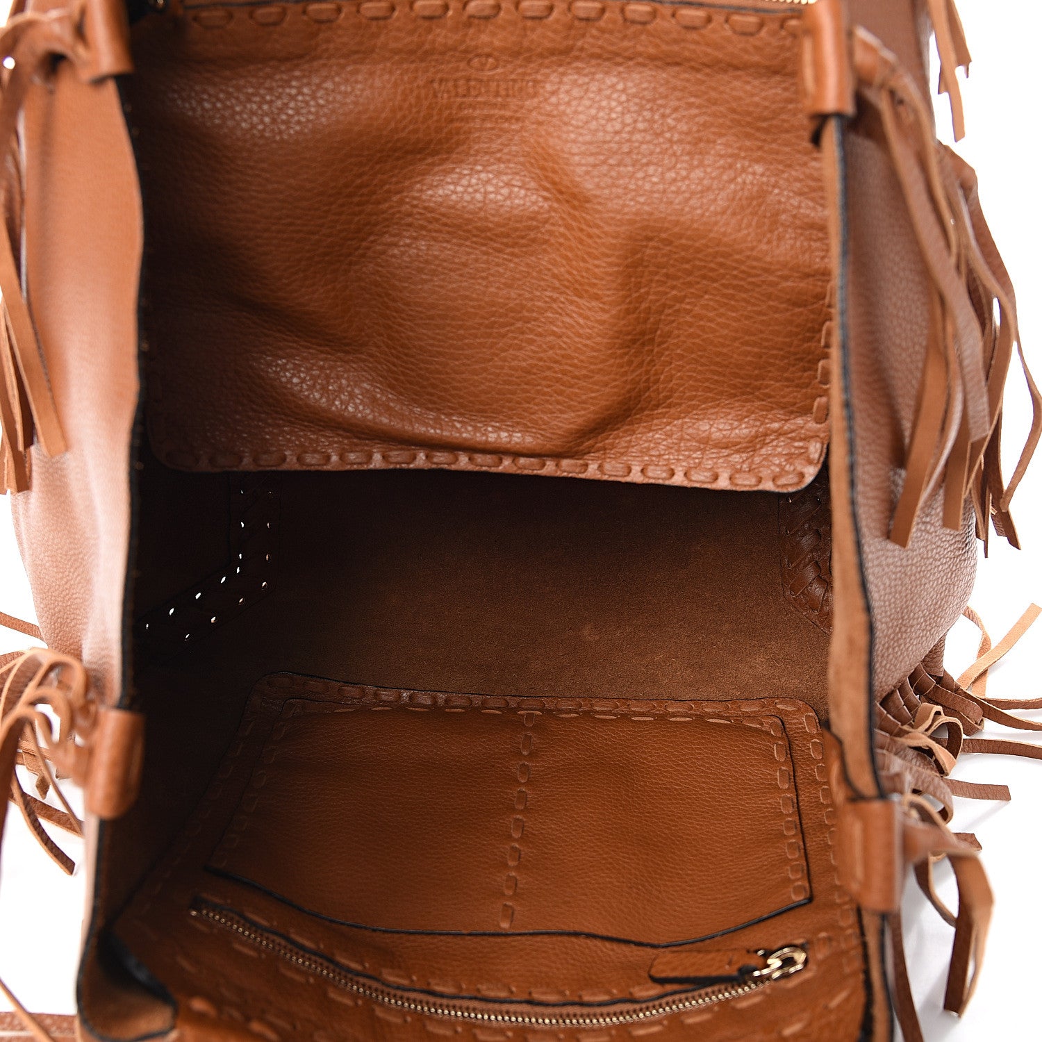 Valentino Garavani Grained Calfskin C-Rockee Fringe Tote Light Cuir 4 of 8