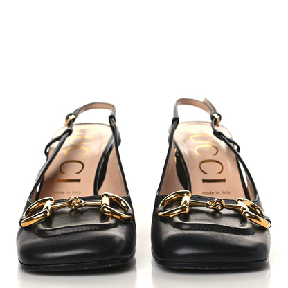 Gucci Malaga Kid Horsebit 75mm Slingback Pumps 40 Black 2 of 9
