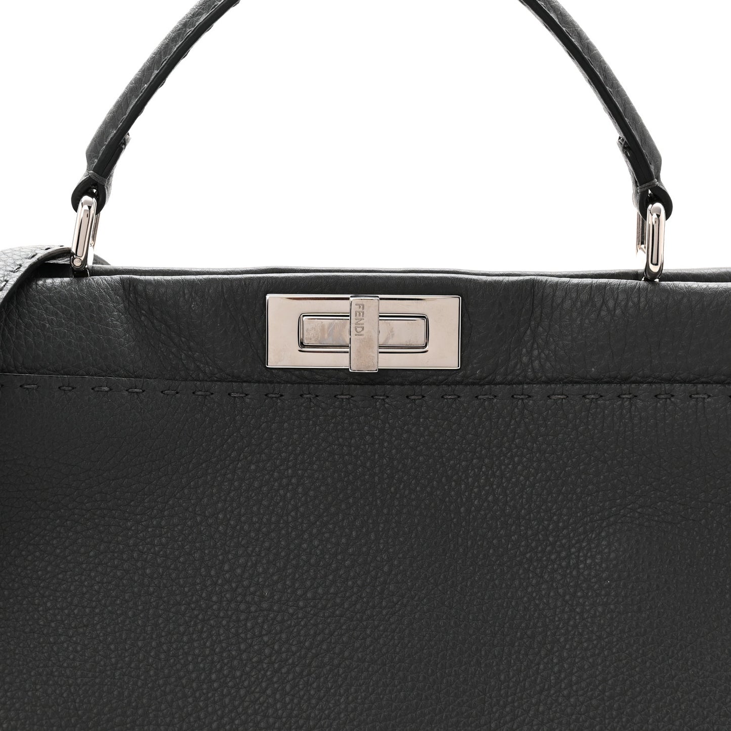 Cuoio Romano Selleria Bi-Color Large Peekaboo Iconic Satchel Asfalto Latte