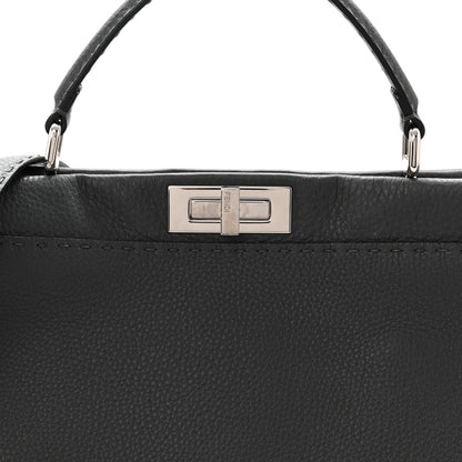 Fendi Cuoio Romano Selleria Bi-Color Large Peekaboo Iconic Satchel Asfalto Latte 8 of 10