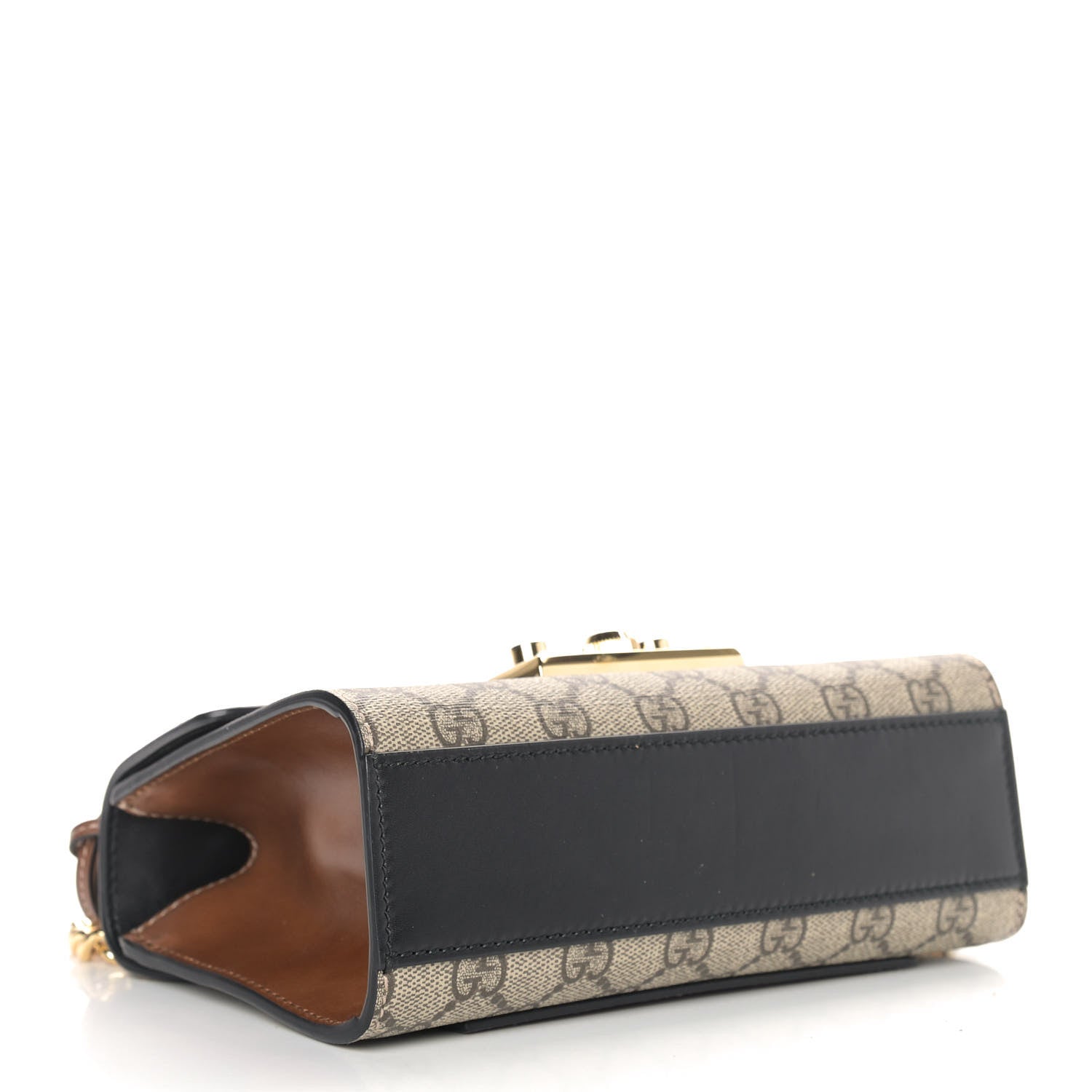 Gucci GG Supreme Monogram Calfskin Small Padlock Shoulder Bag Beige Black Cuir 4 of 9
