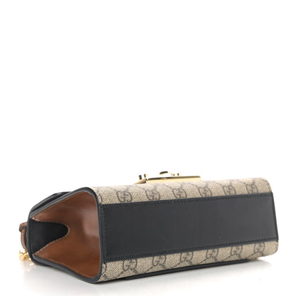 Gucci GG Supreme Monogram Calfskin Small Padlock Shoulder Bag Beige Black Cuir 4 of 9