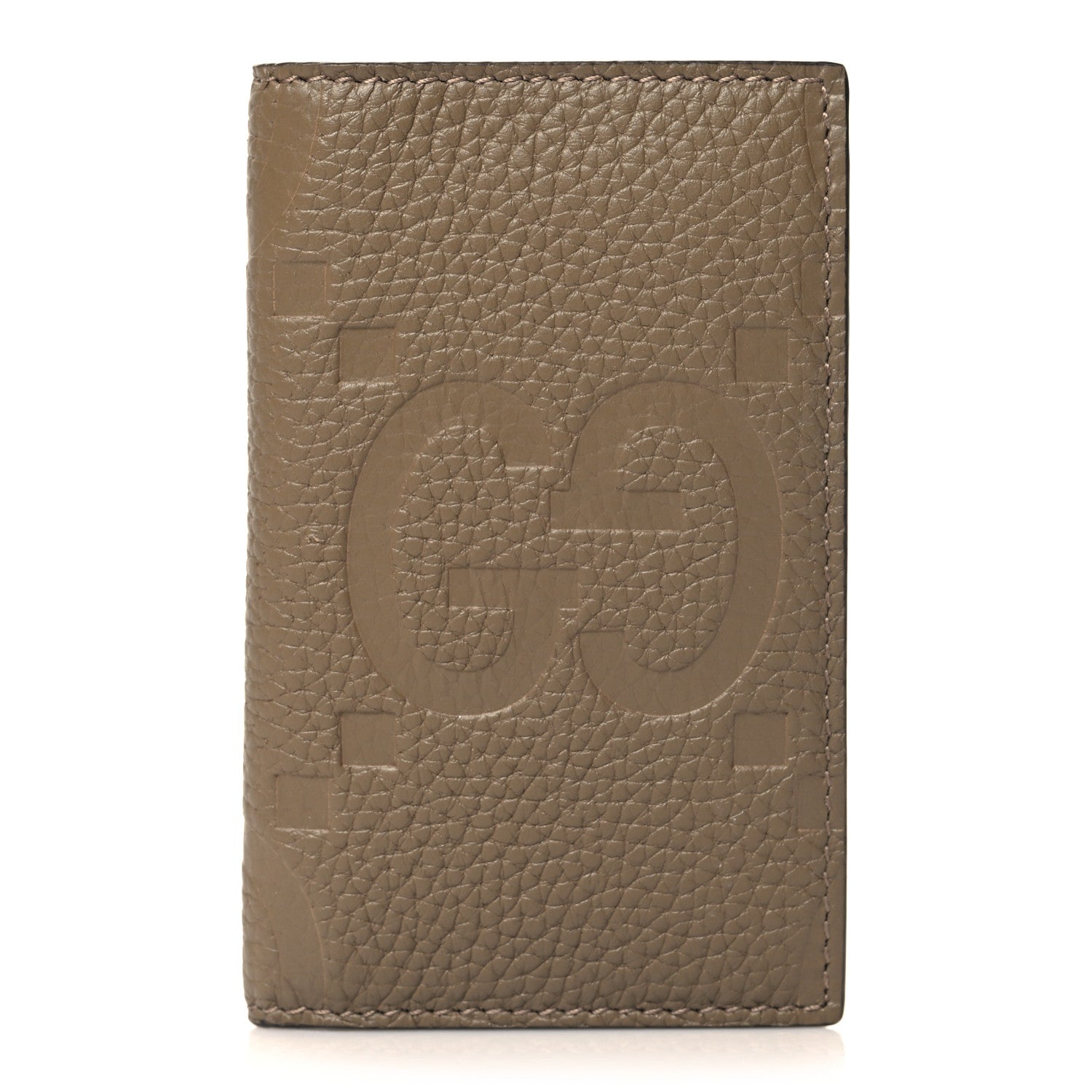 Gucci Piuma Calfskin Jumbo GG Embossed Card Case Taupe 1 of 7