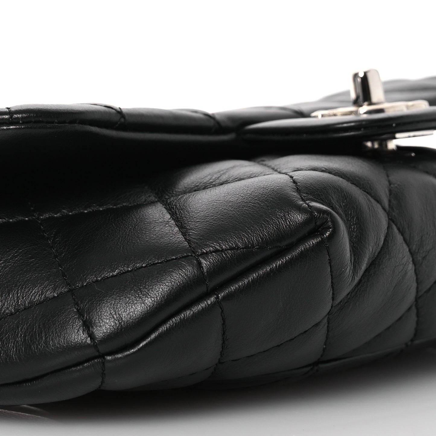 Calfskin Quilted CC Uniform Flap Belt Bag Black