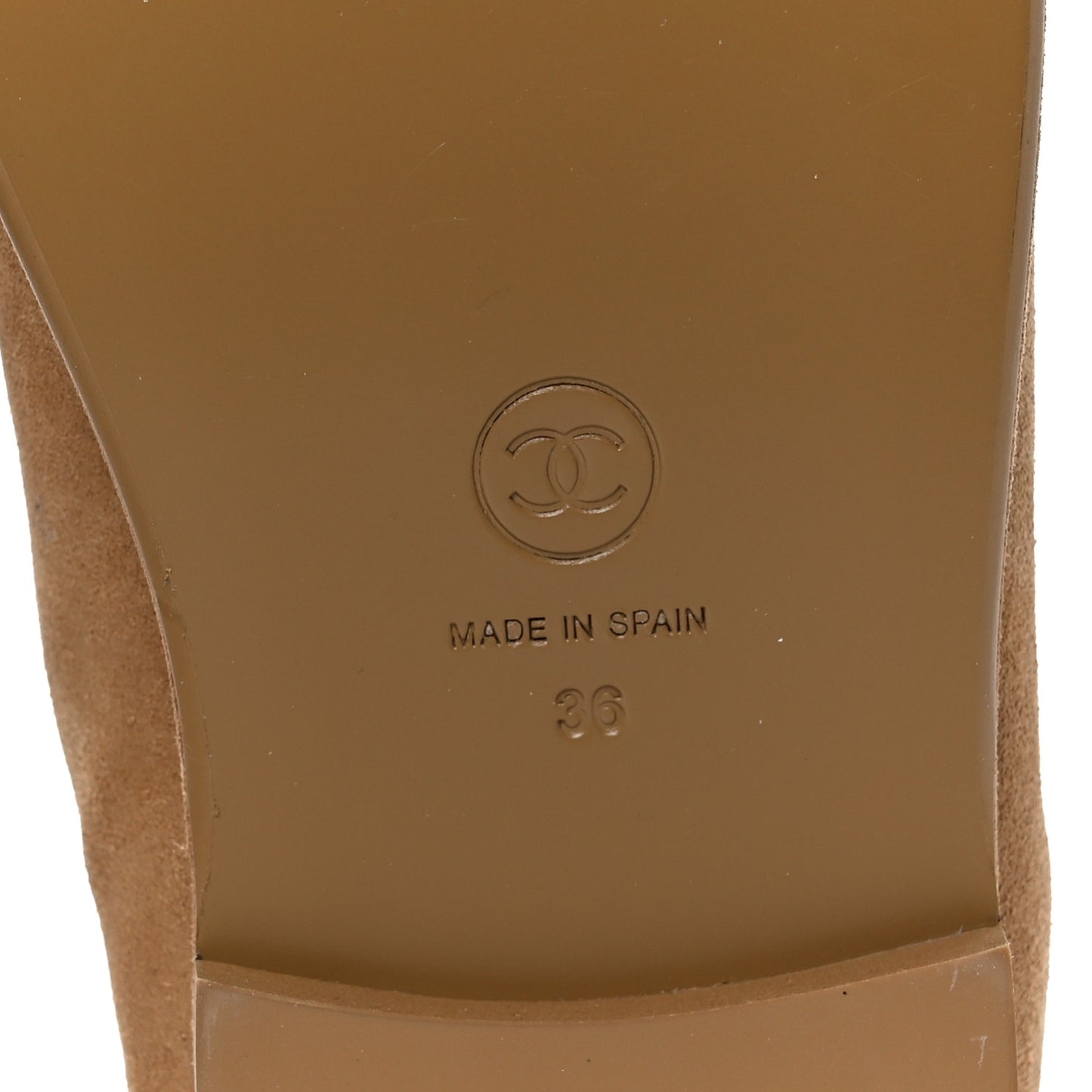 Suede Calfskin CC Loafers 36 Dark Beige