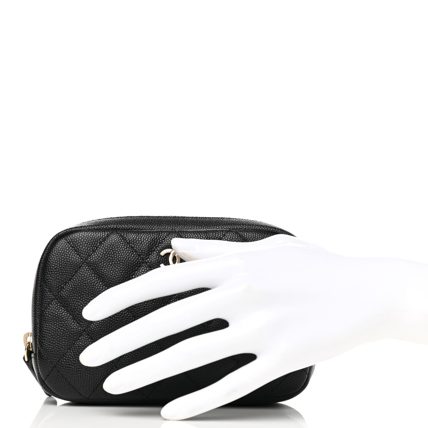 Chanel Caviar Quilted Small Curvy Pouch Cosmetic Case Black 2 of 7