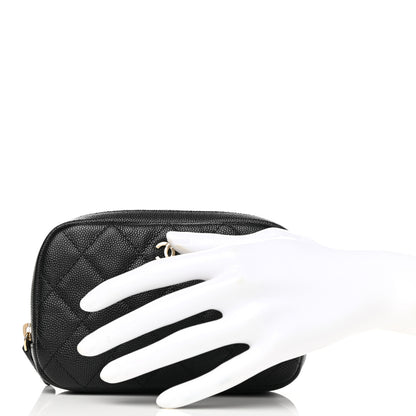 Chanel Caviar Quilted Small Curvy Pouch Cosmetic Case Black 2 of 7