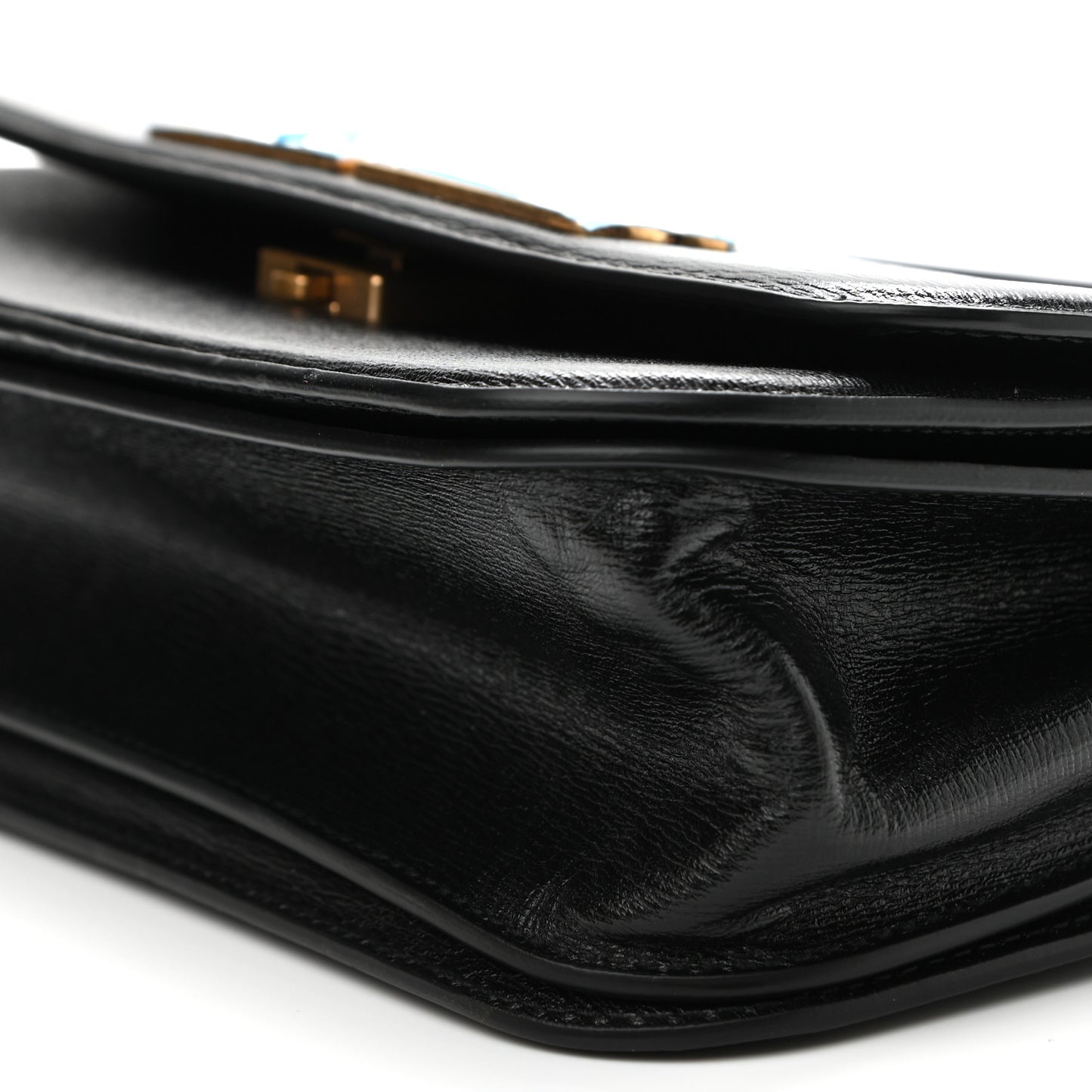 Calfskin Stripe Embossed Small Gossip Bag Black