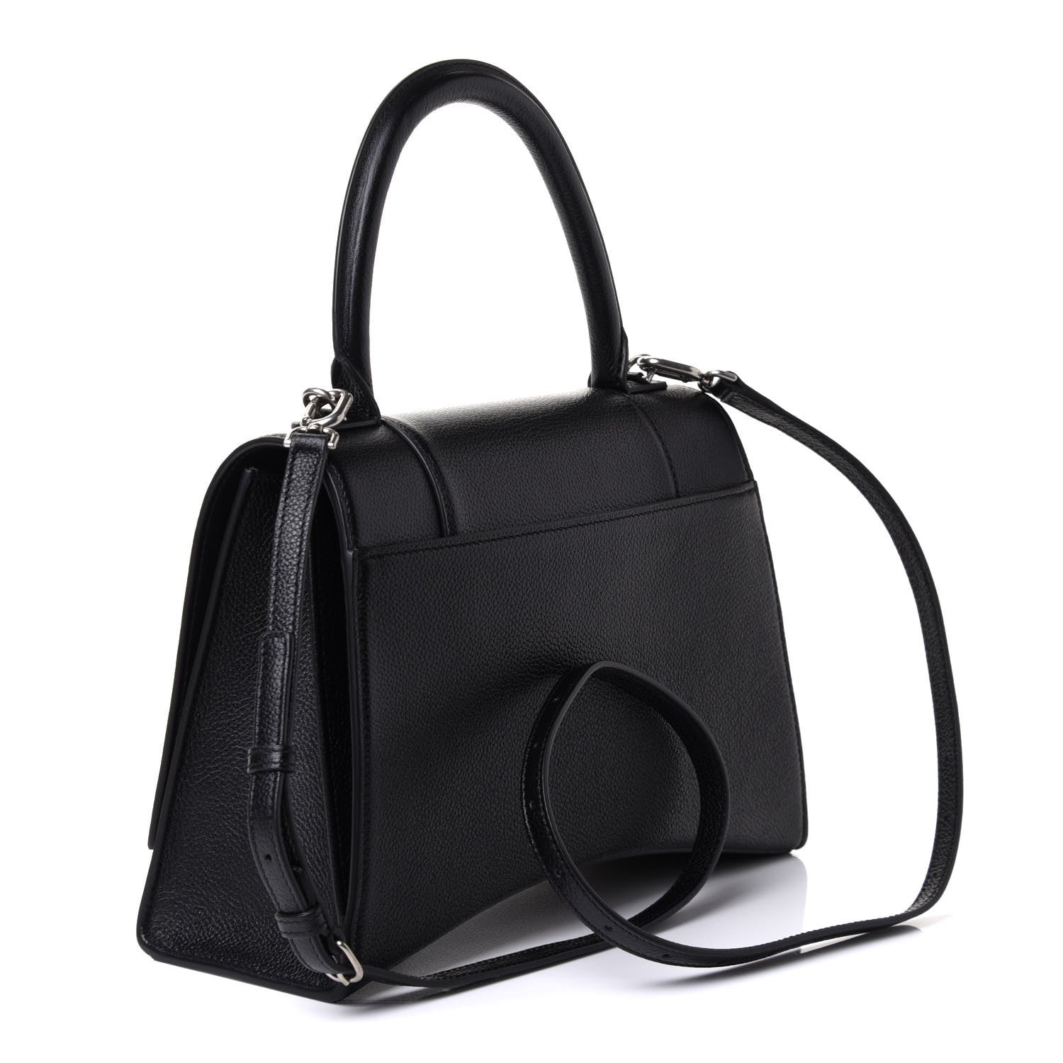 Balenciaga Grained Calfskin Medium Hourglass Top Handle Bag Black 2 of 9