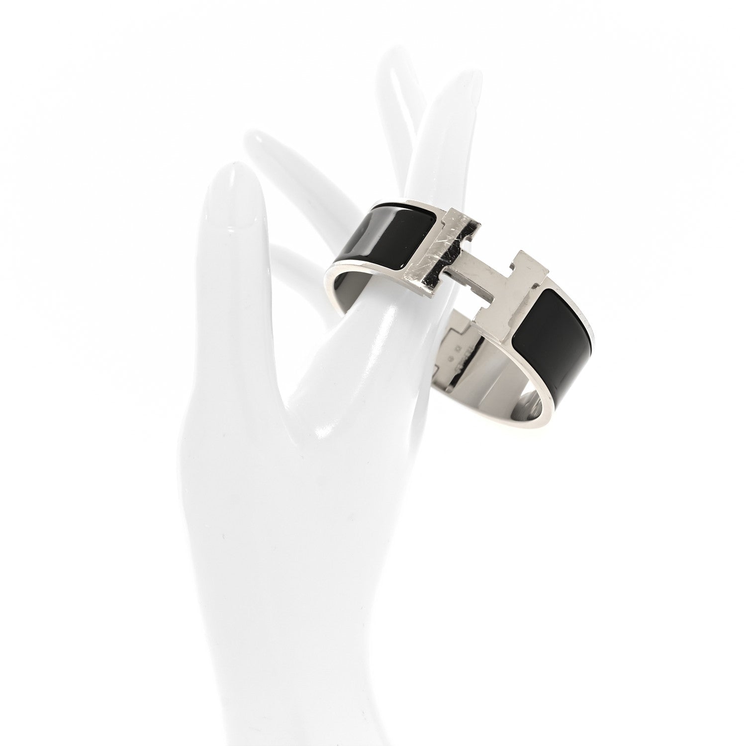 Hermes Enamel Wide Clic Clac H Bracelet GM Black 2 of 4